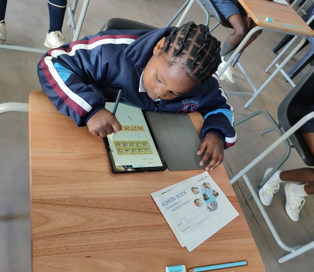 A student in an exam hall.